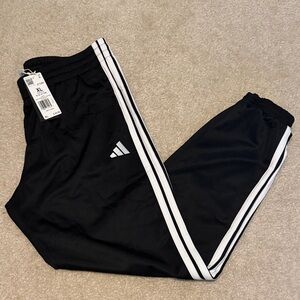 NWT - Adidas Women’s Black Track Pants with White Stripes